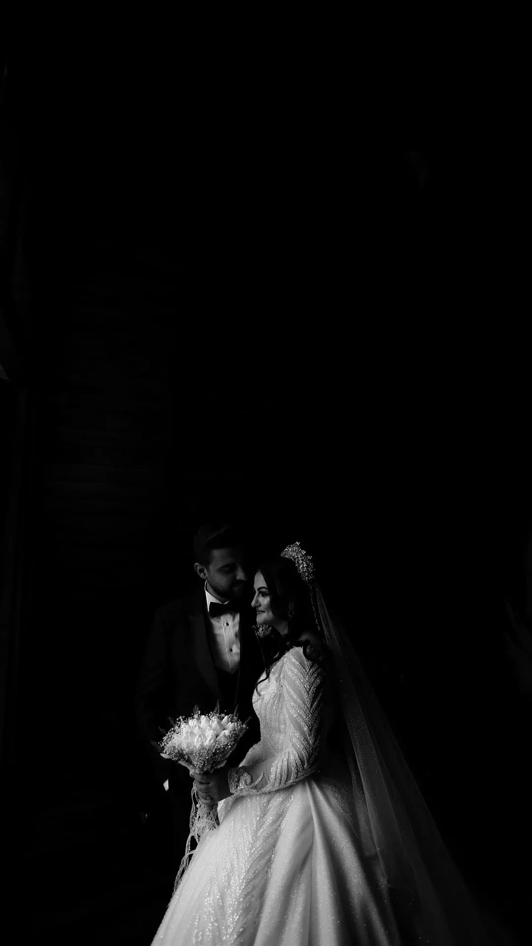 A warmly lit wedding scene with a cinematic editorial mood.
