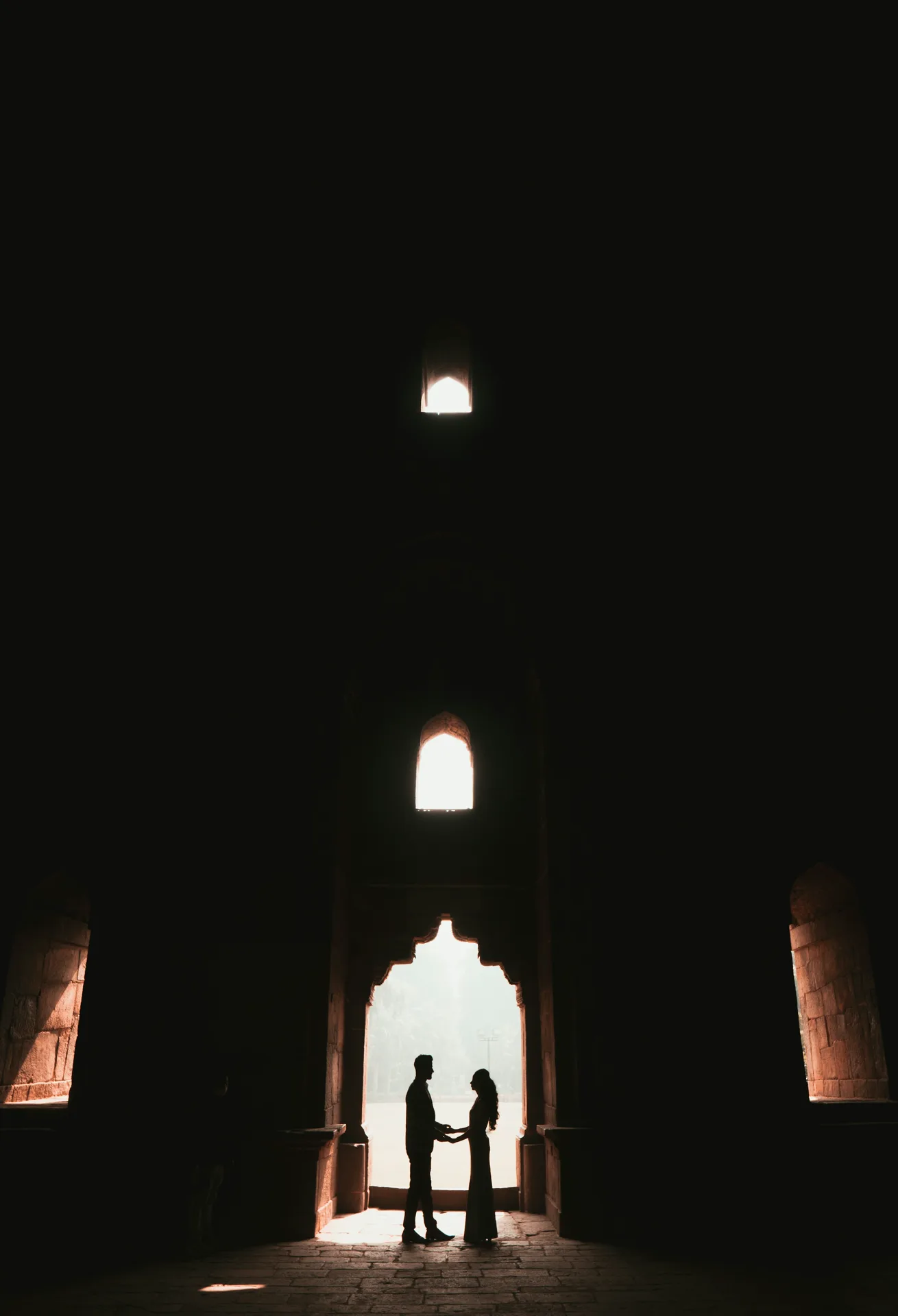 A quiet wedding portrait with an intimate documentary feeling.